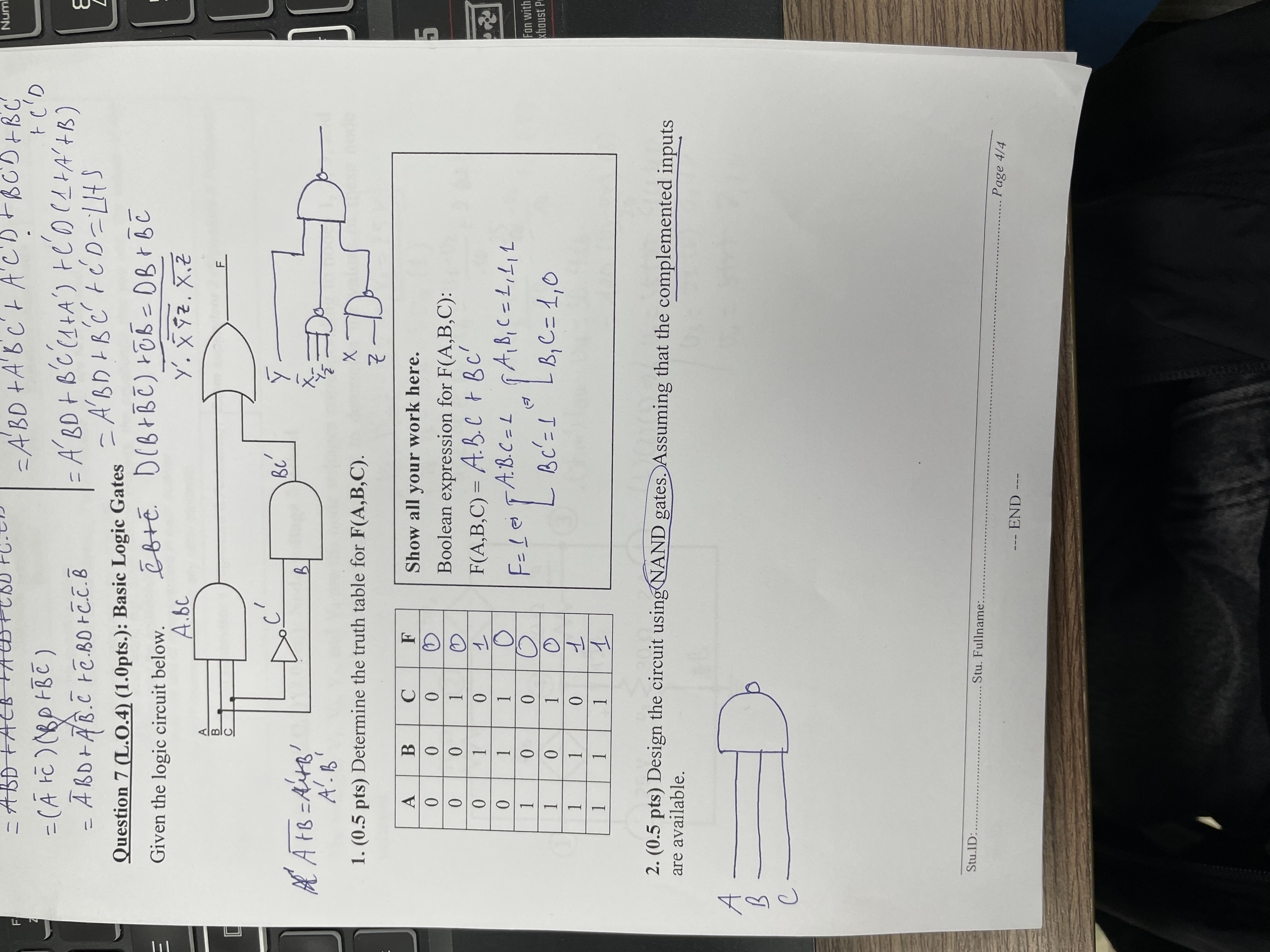 F = , = A ' B D + A ' B ' C ' + A ' C D + B C D +