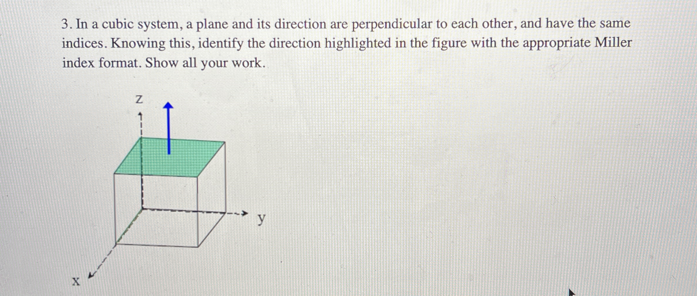 In a cubic system, a plane and its direction are