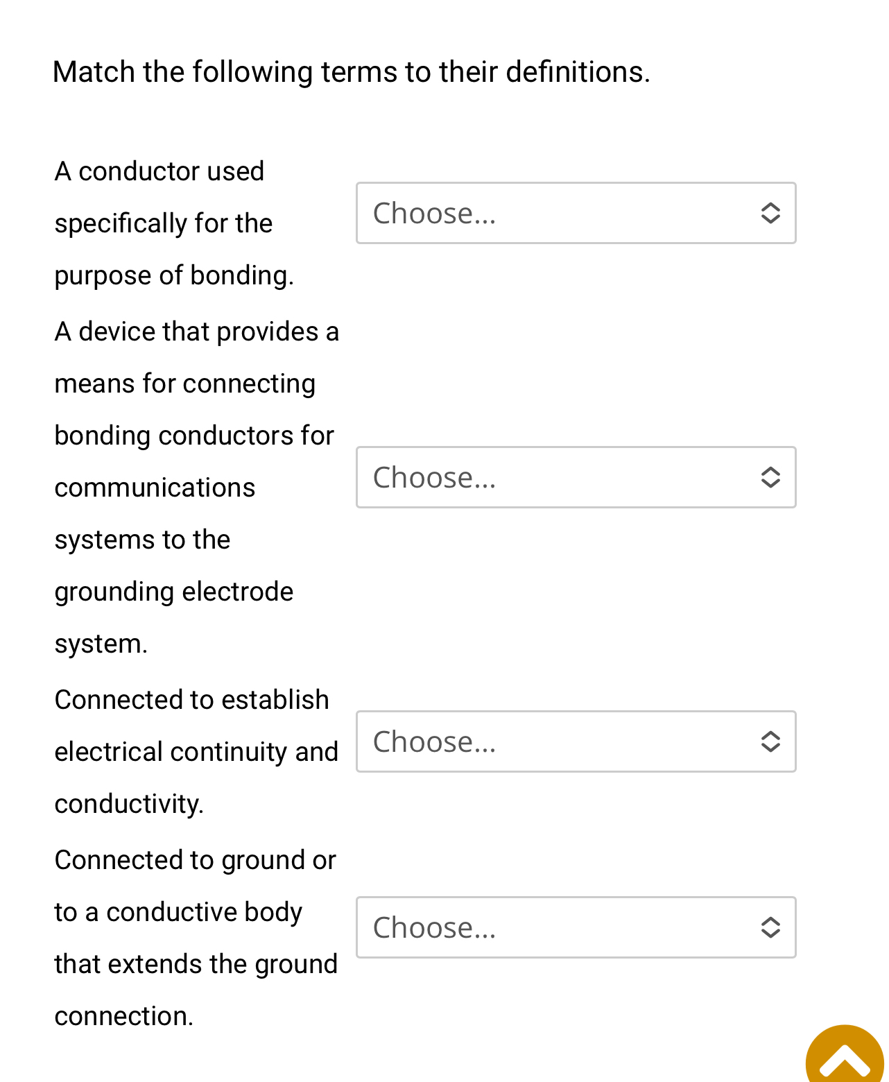 Match the following terms to their definitions. A