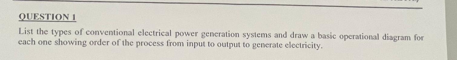 QUESTION 1 List the types of conventional