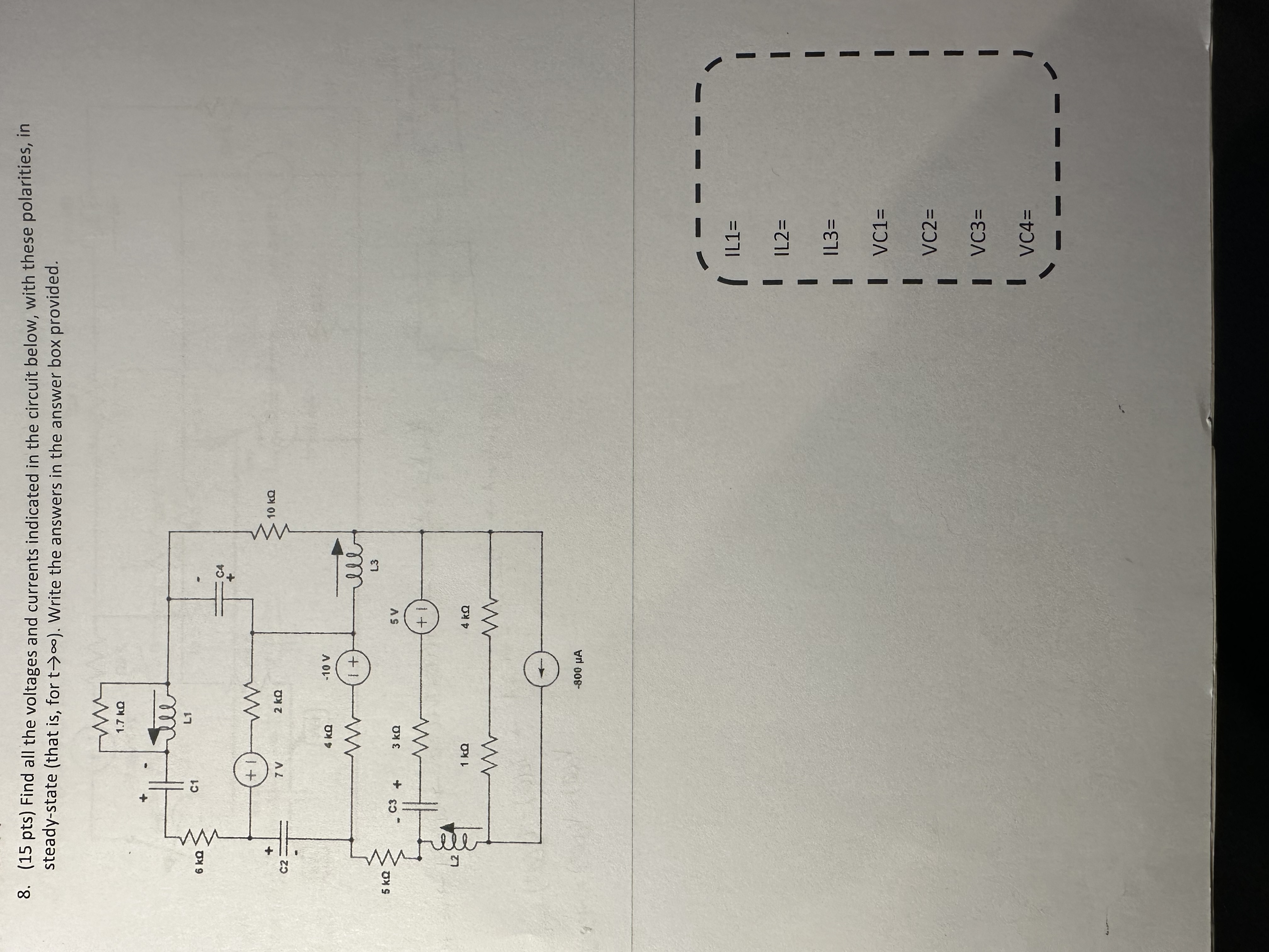 ( 1 5 pts ) Find all the voltages and currents