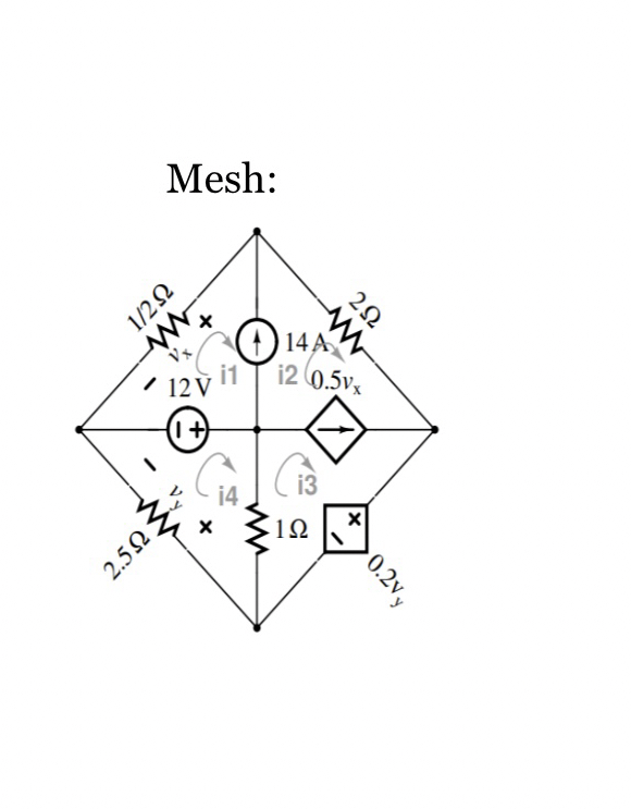 Please solve the circut using Mesh: Please show