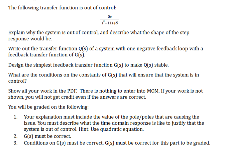 The following transfer function is out of