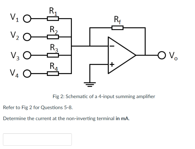 Fig 2 : Schematic of a 4 - input summing