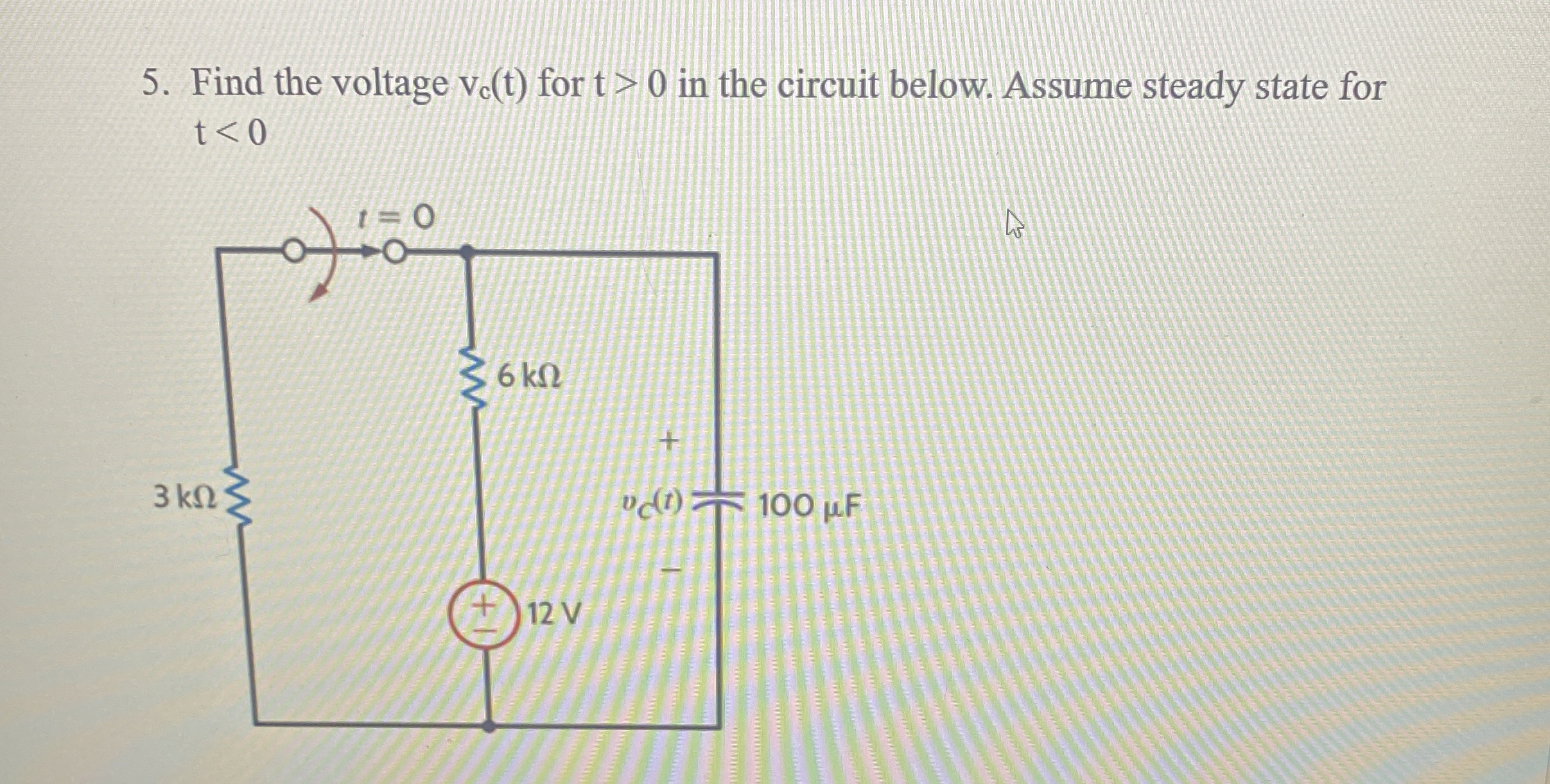 Find the voltage v c ( t ) for t  style=