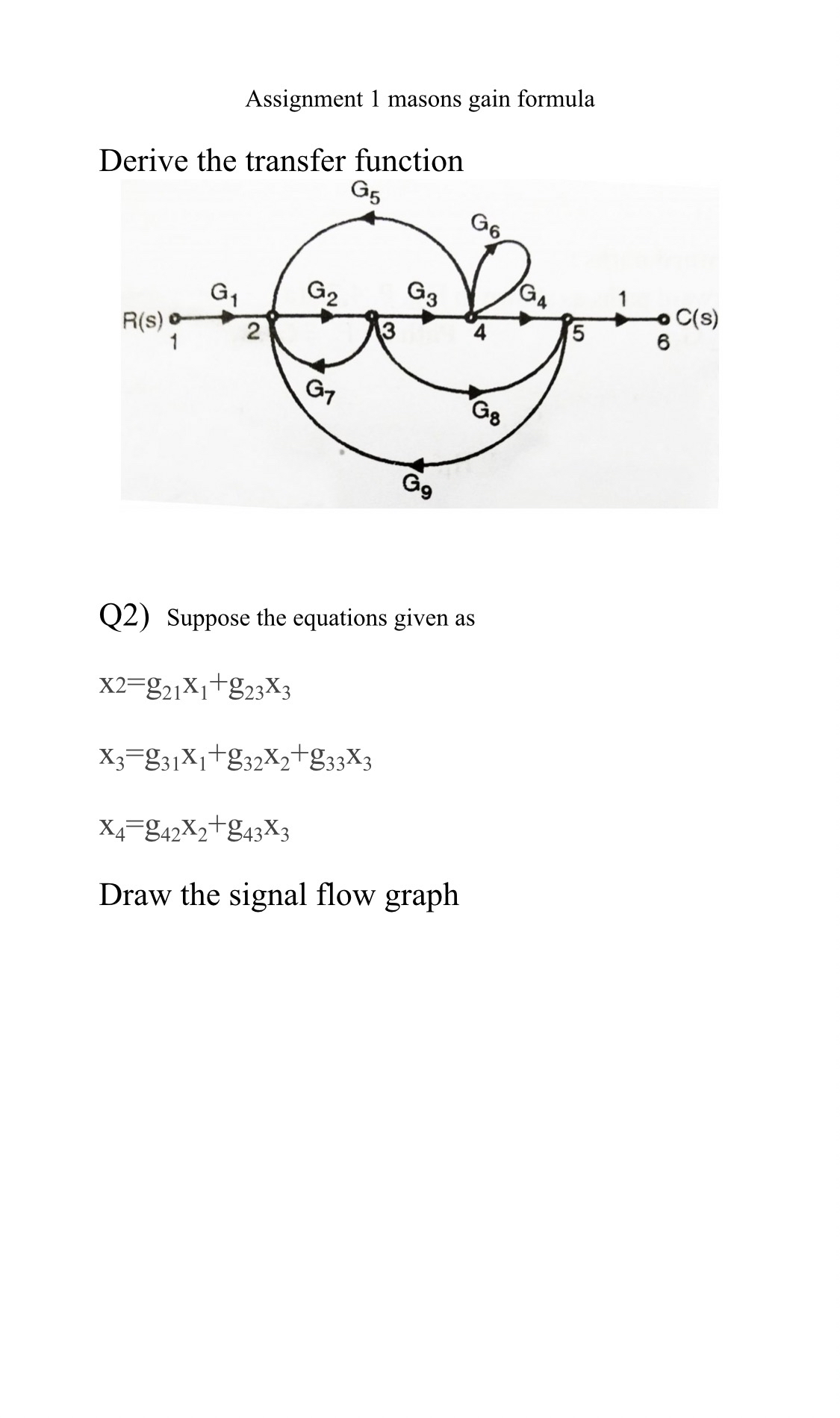 Assignment 1 masons gain formula Nerive the