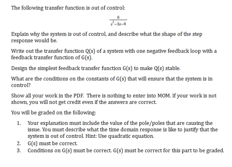 The following transfer function is out of