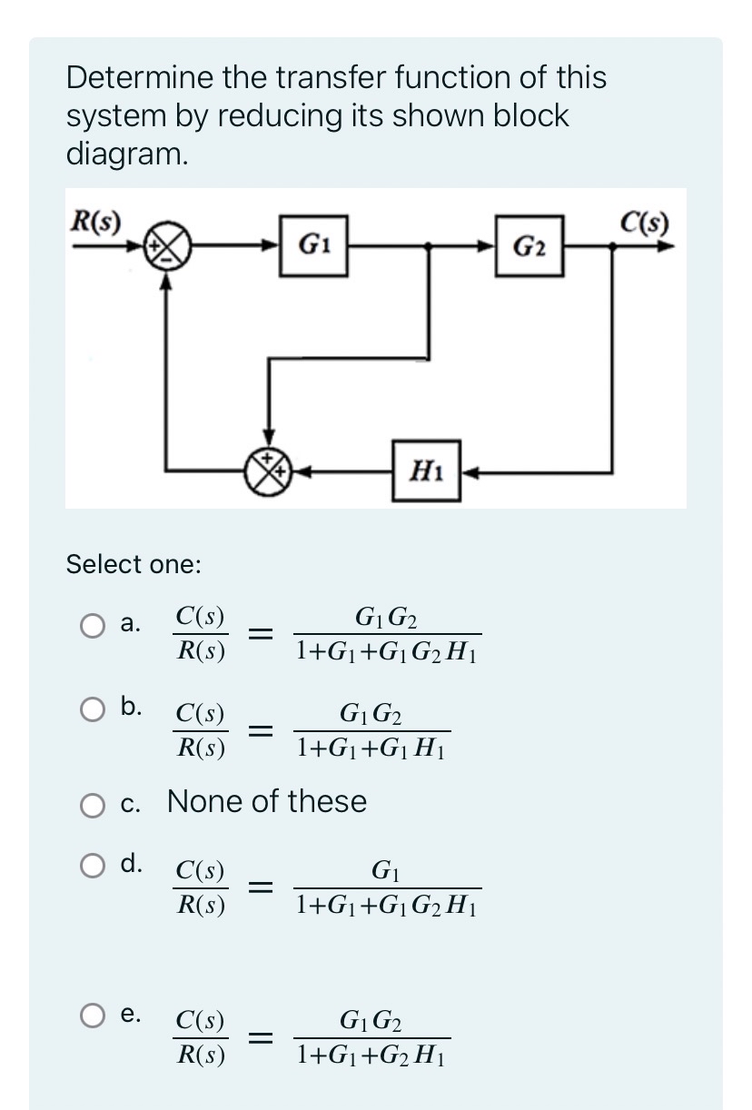 Determine the transfer function of this system by