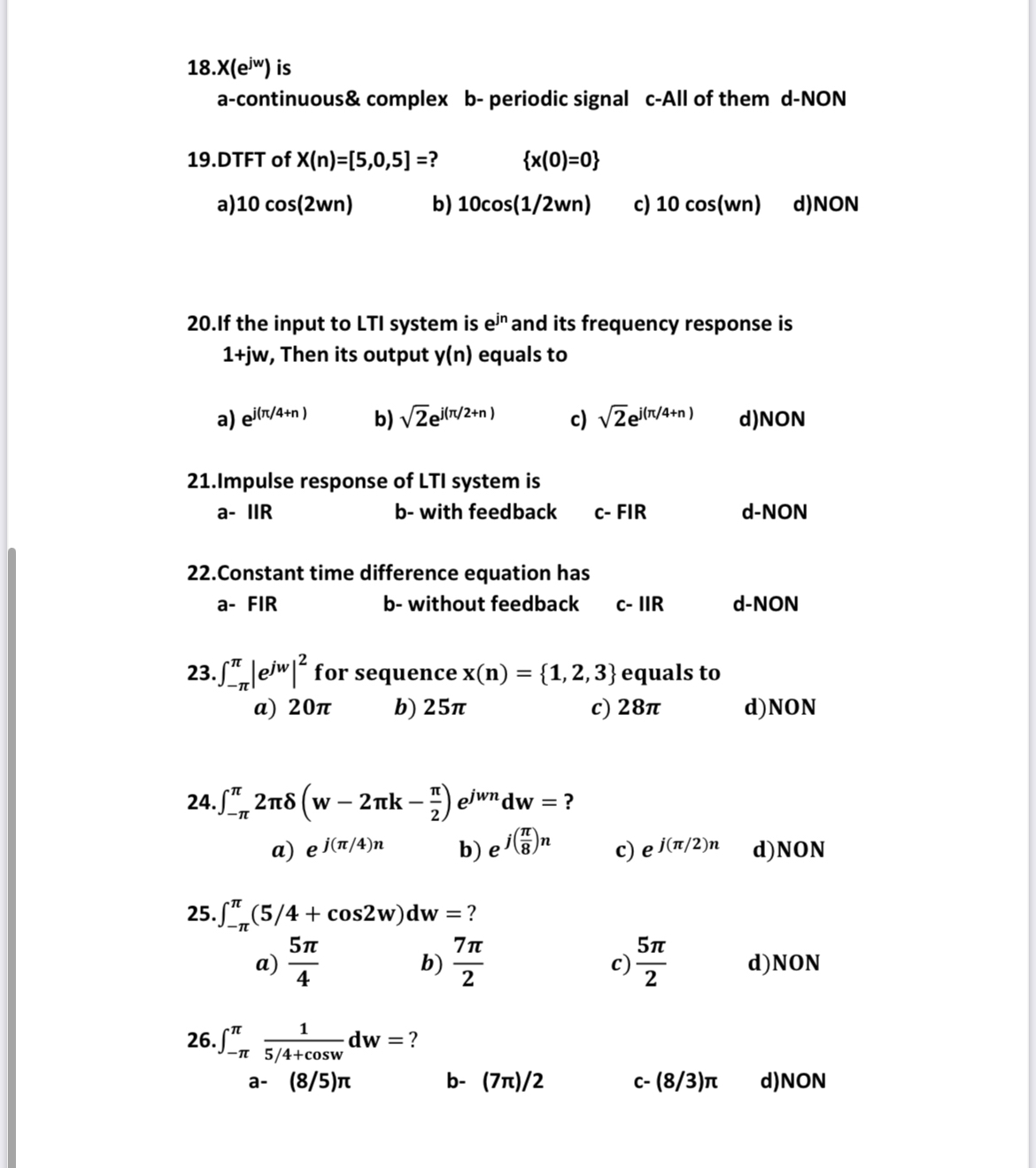 x ( e j w ) is a - continuous& complex b -