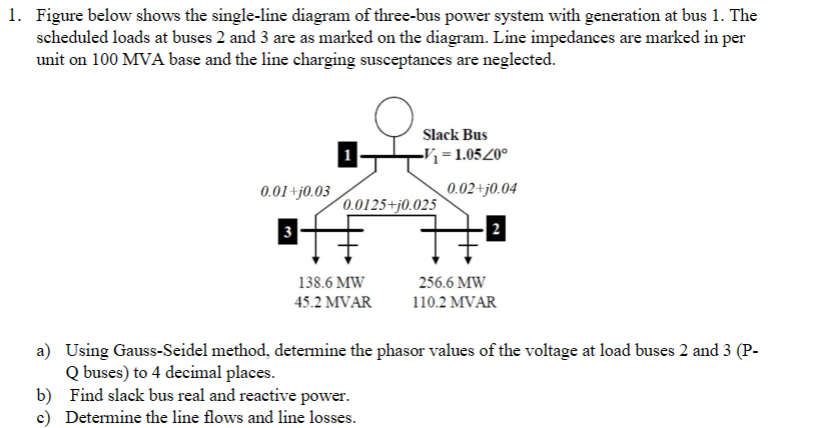 1 . Figure below shows the single - line diagram