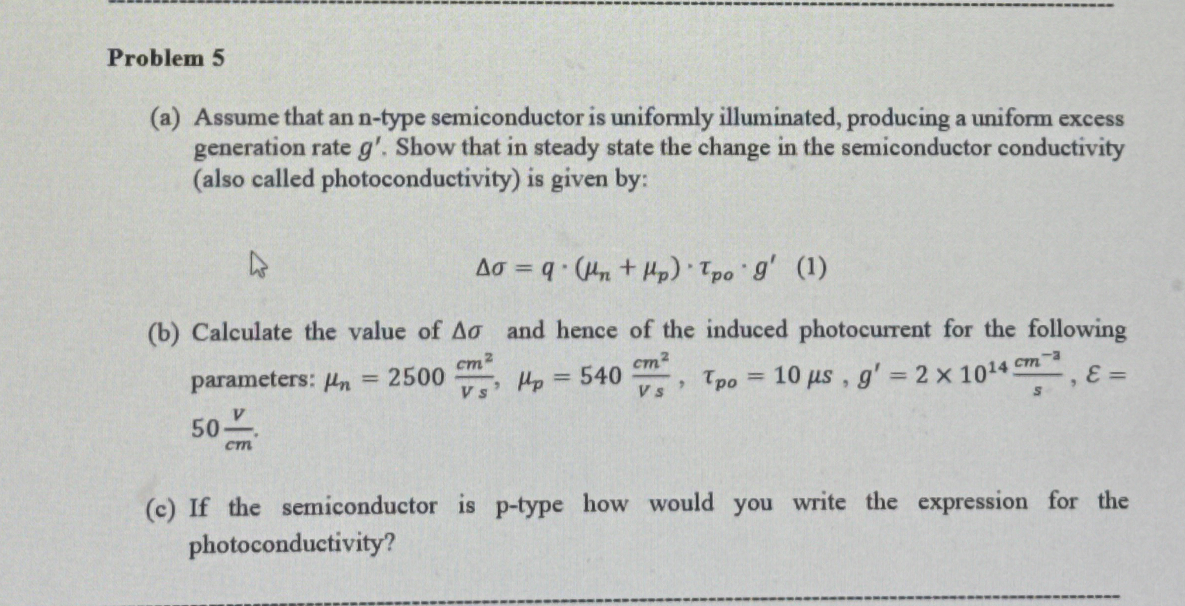 Problem 5 ( a ) Assume that an n - type