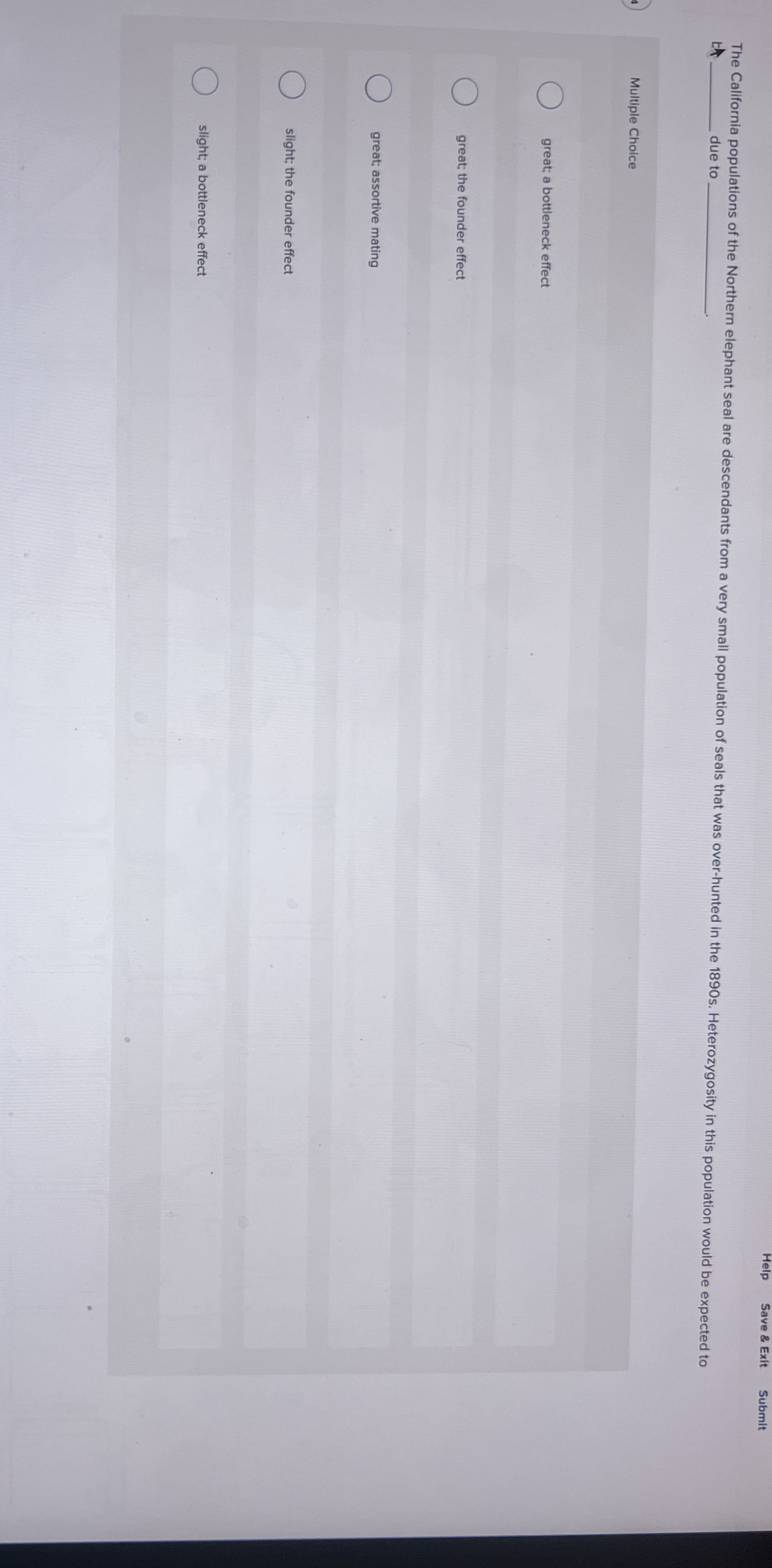 Help Save & Exit Submit Multiple Choice great; a