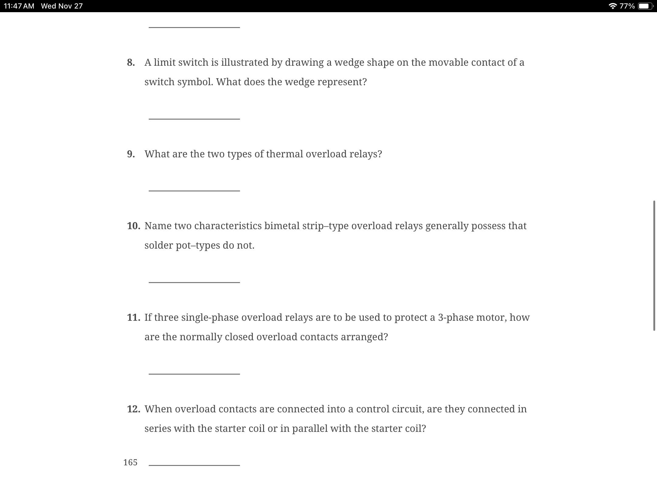 1 1 : 4 7 AM Wed Nov 2 7 8 . A limit switch is