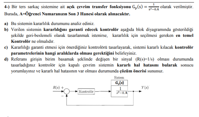 Show me the steps to solve 4 - ) Bir ters sarka