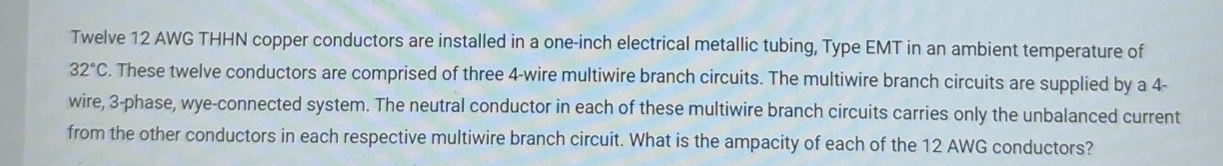 Twelve 1 2 AWG THHN copper conductors are