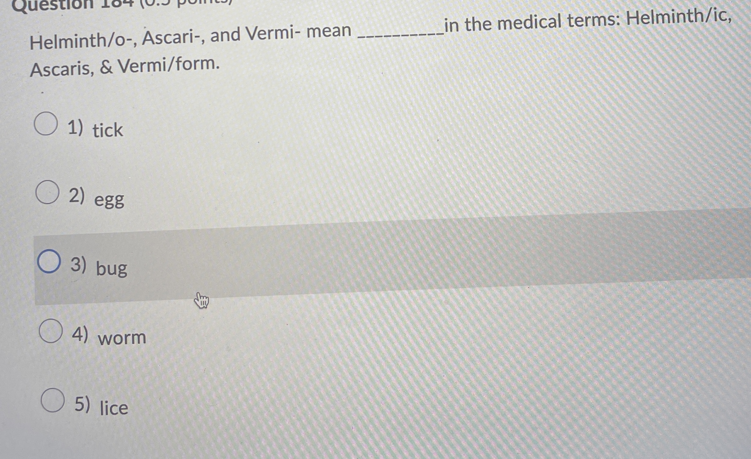 Helminth / o - , Ascari - , and Vermi - mean q ,