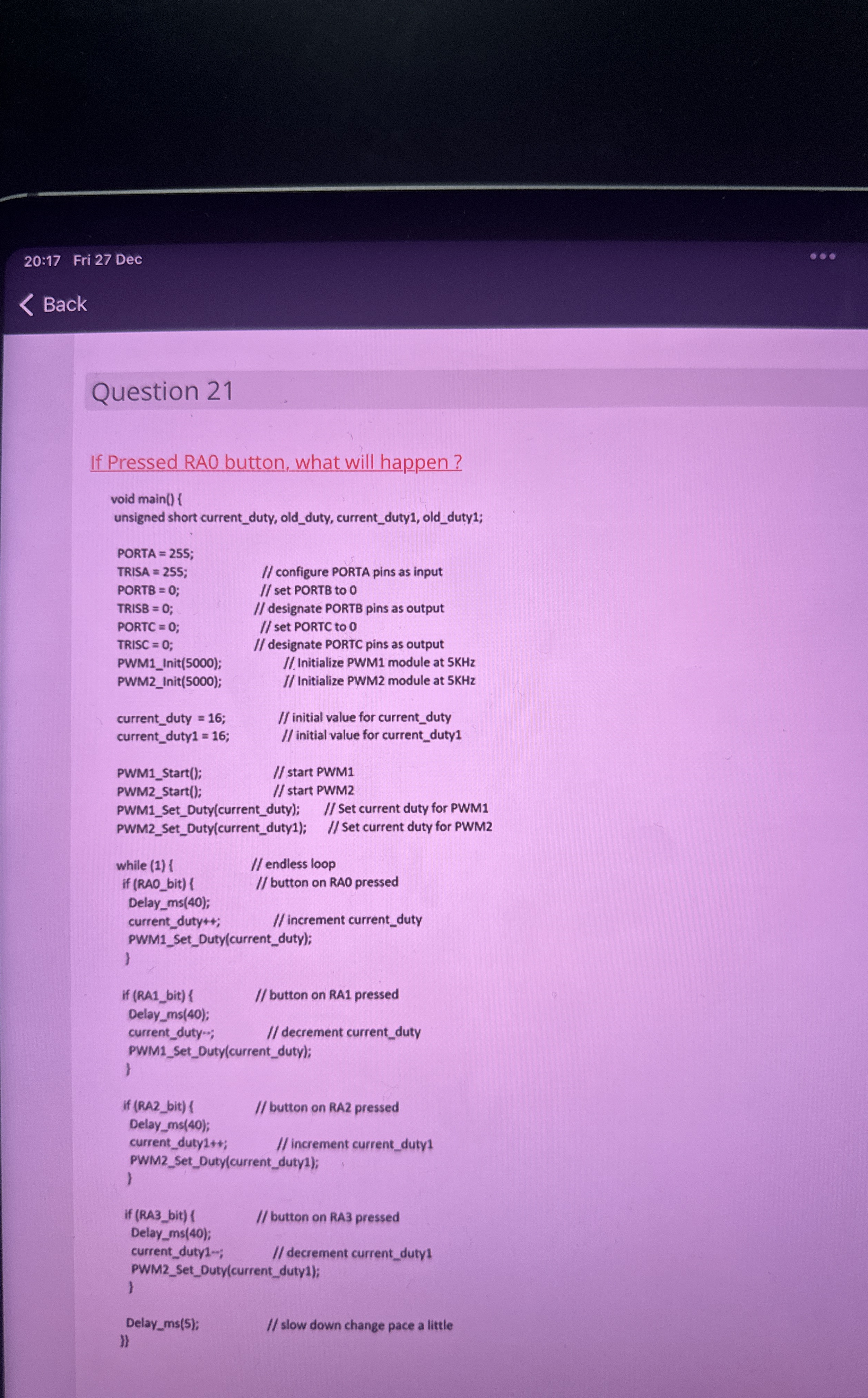 If Pressed RAO button, what will happen? void