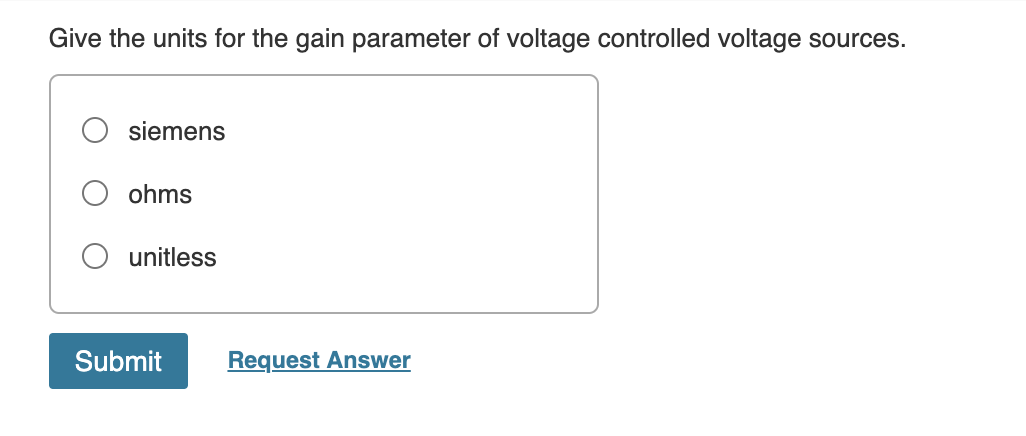 Give the units for the gain parameter of voltage