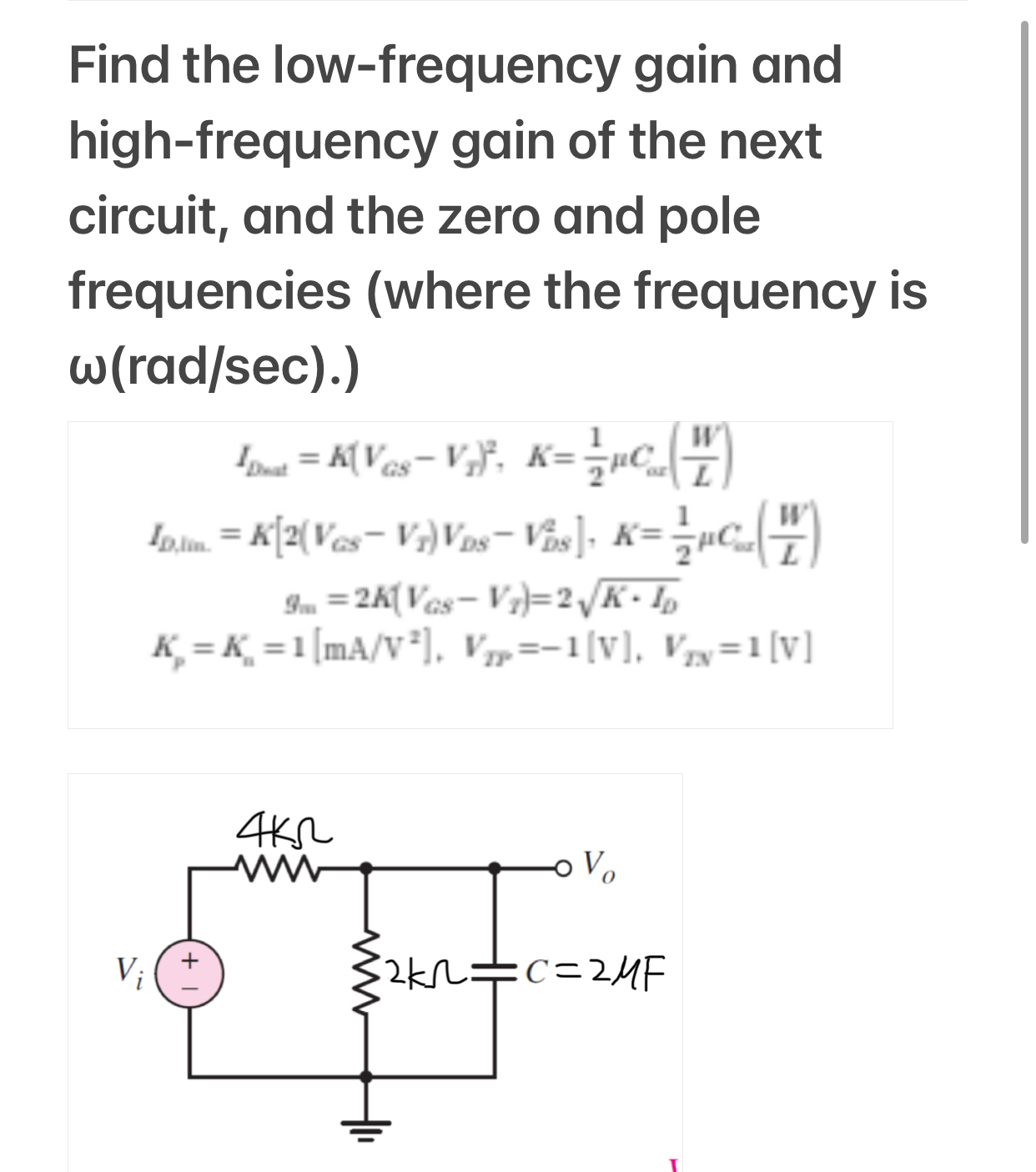 Find the low - frequency gain and high -