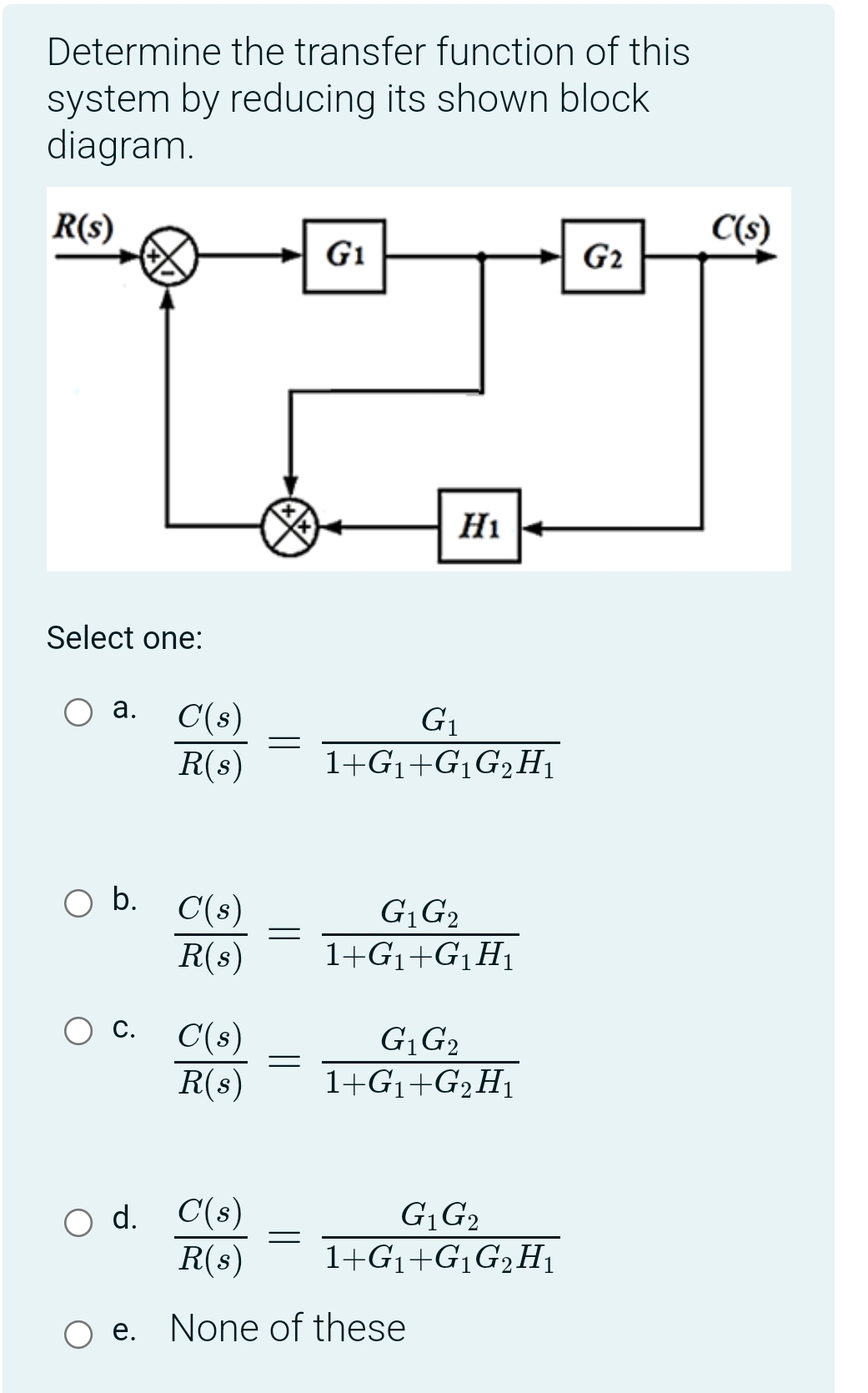 Determine the transfer function of this system by