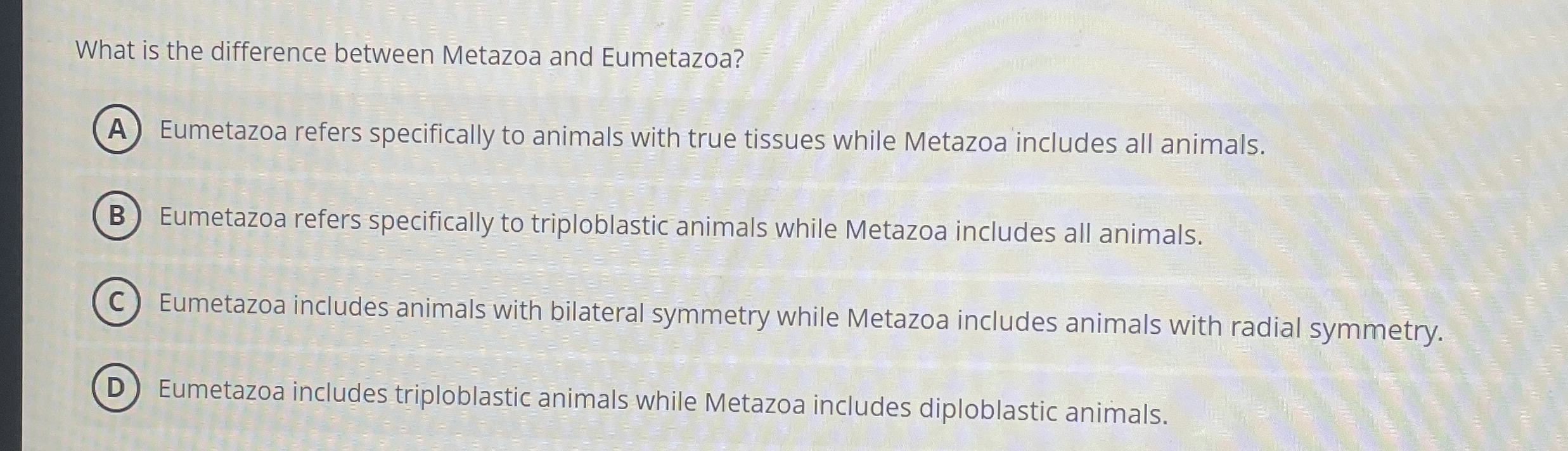 What is the difference between Metazoa and