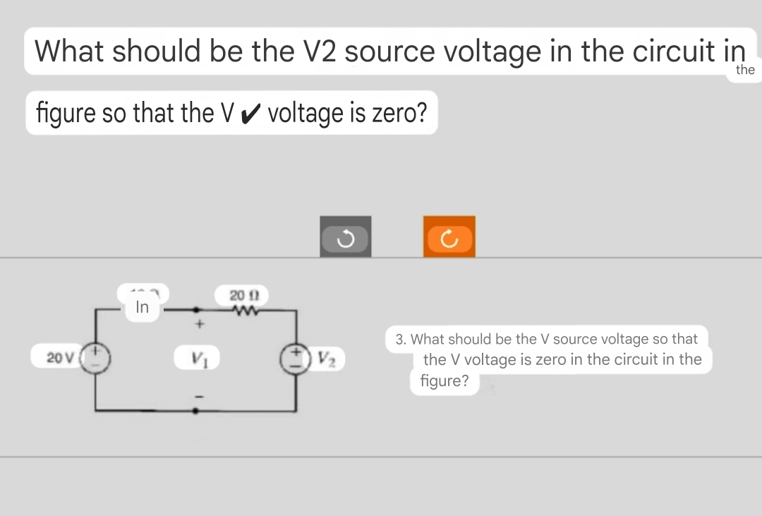 What should be the V 2 source voltage in the