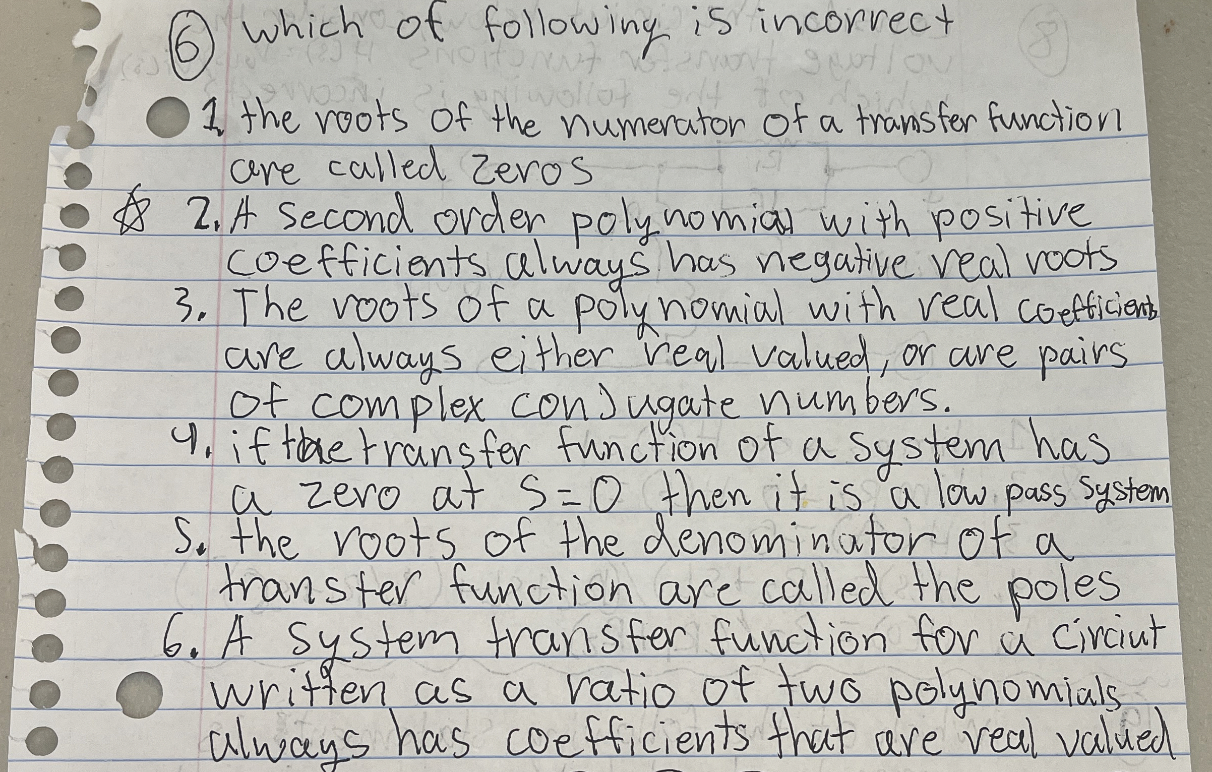 ( 6 ) which of following is incorrect the roots