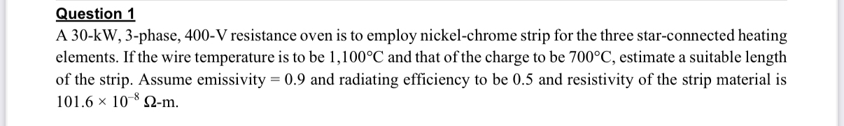 Question 1 A 3 0 - k W , 3 - phase, 4 0 0 - V
