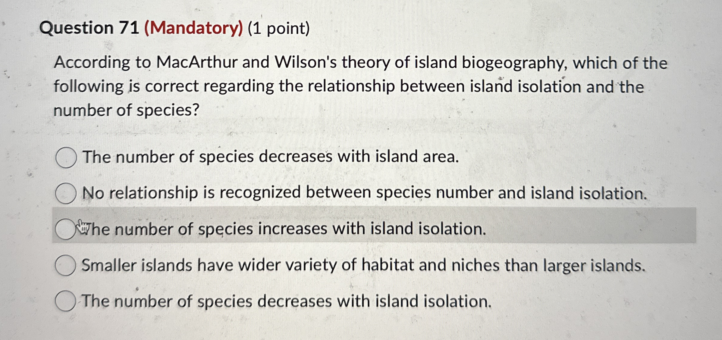 Question 7 1 ( Mandatory ) ( 1 point ) According