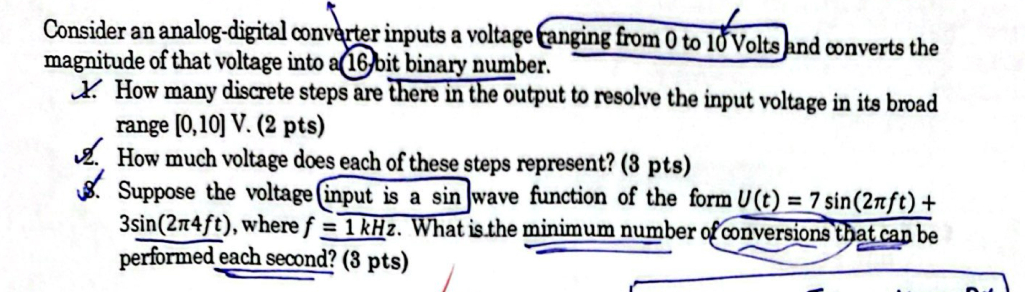 Consider an analog - digital converter inputs a