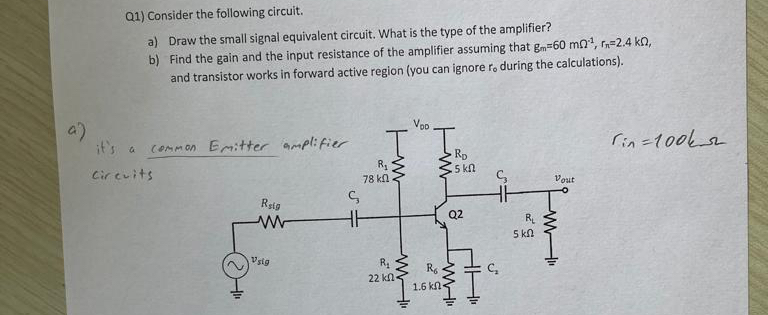 Q 1 ) Consider the following circuit. a ) Draw