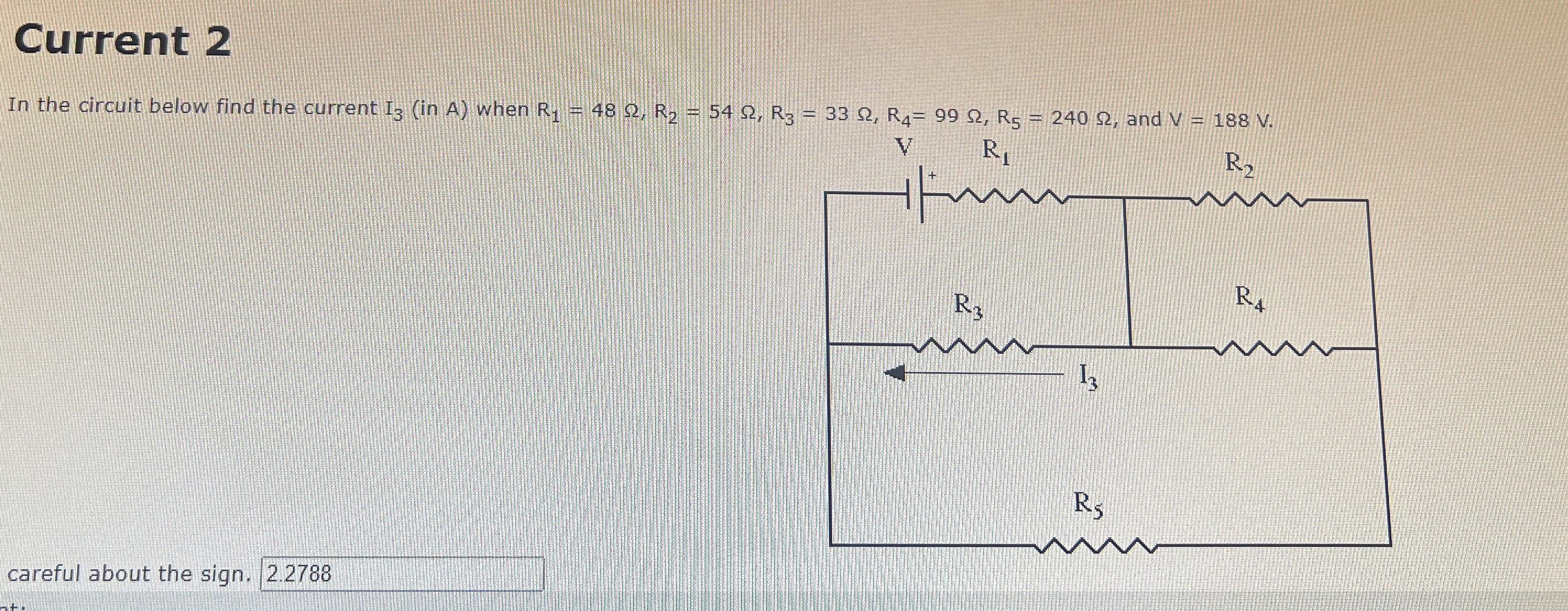 Current 2 In the circuit below find the current I