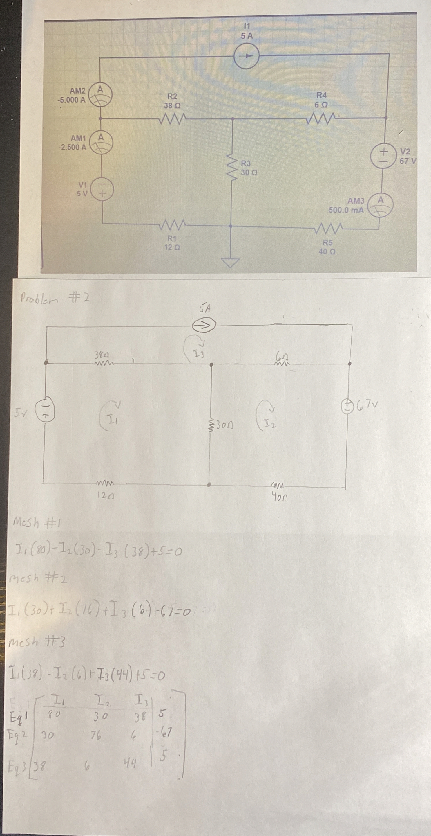 I 1 ( 8 0 ) - I 2 ( 3 0 ) - I 3 ( 3 8 ) + 5 = 0