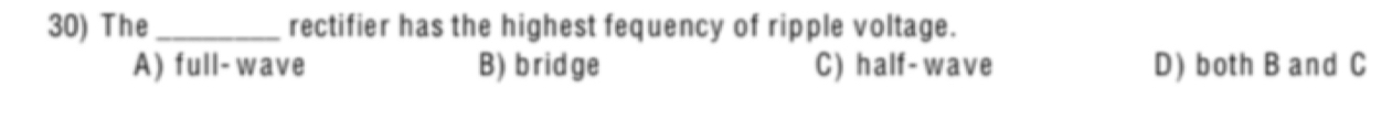 The rectifier has the highest fequency of ripple