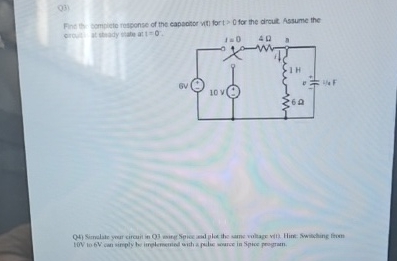 Find the compicie response of the eapatar vit
