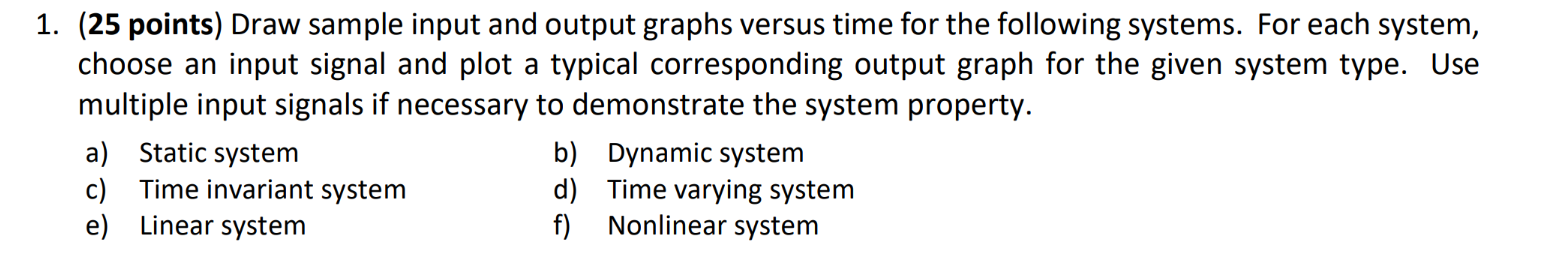 1 . ( 2 5 points ) Draw sample input and output