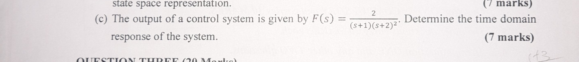 ( c ) The output of a control system is given by