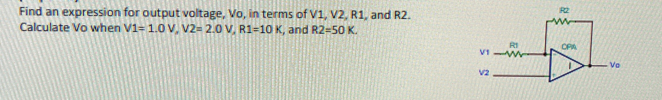 Find an expression for qutput voltage, No , in