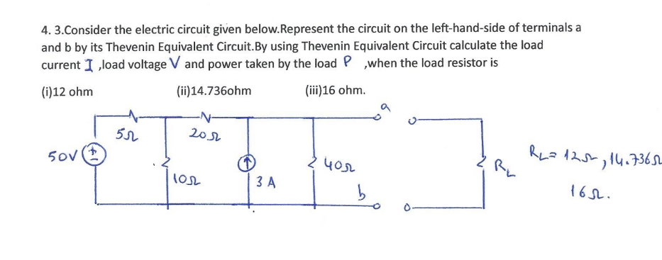 4 . 3 . Consider the electric circuit given