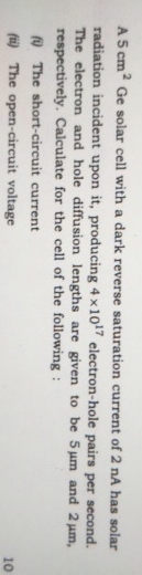 A 5 c m 2 Ge solar cell with a dark reverse