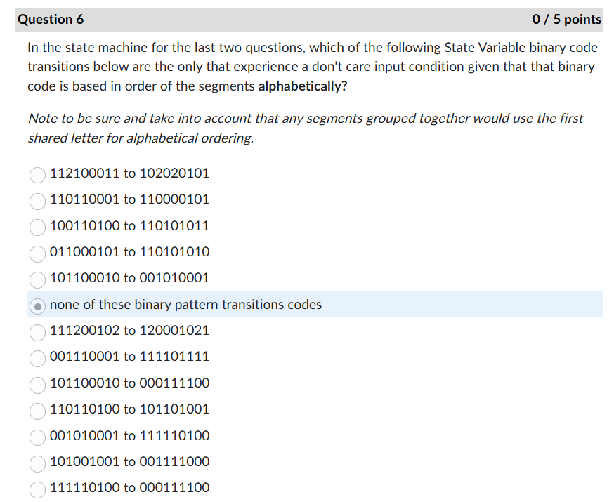 Question 6 In the state machine for the last two