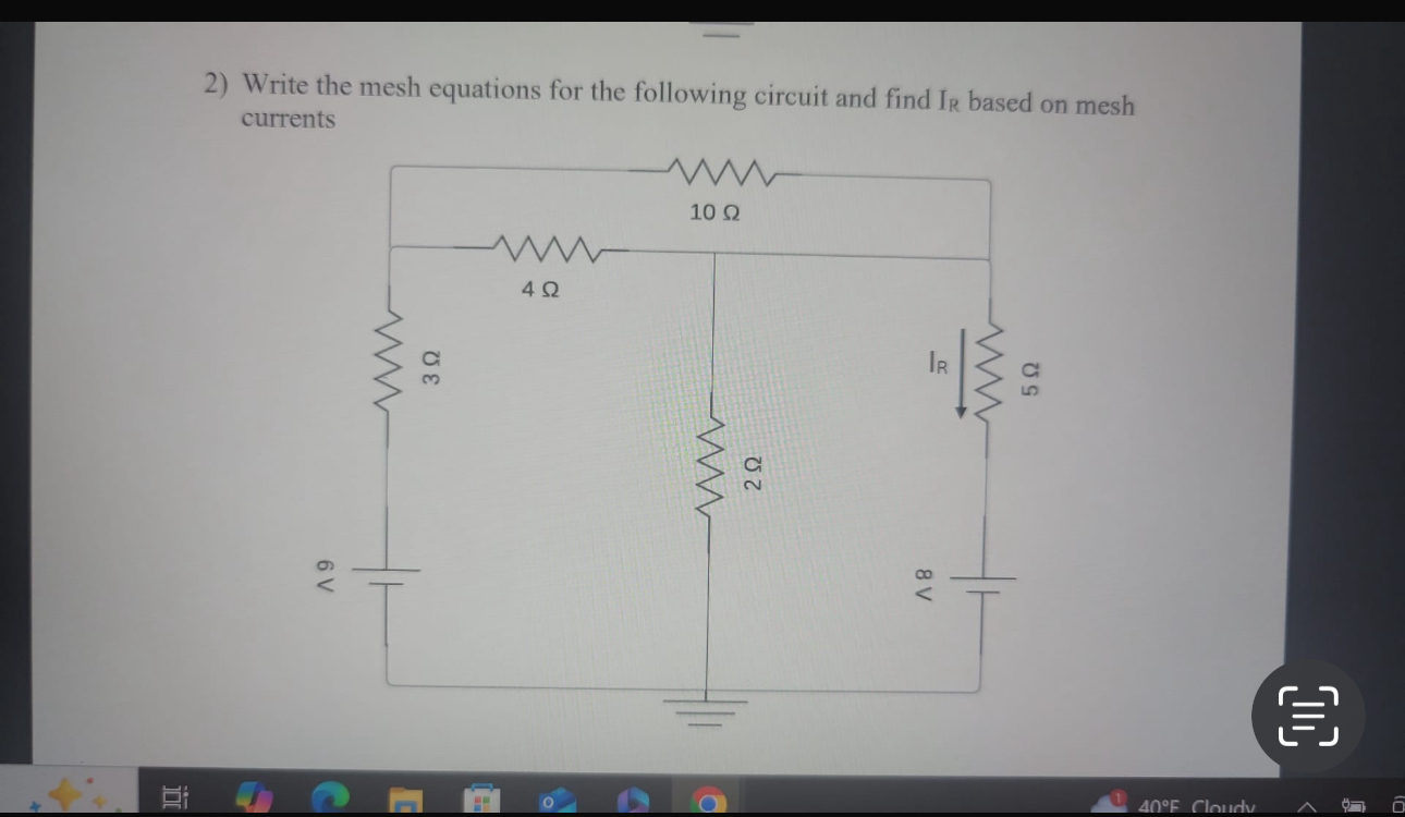 Write the mesh equations for the following