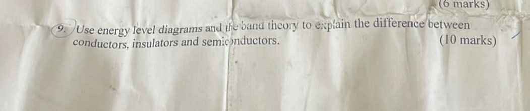 Use energy level diagrams and the band theory to