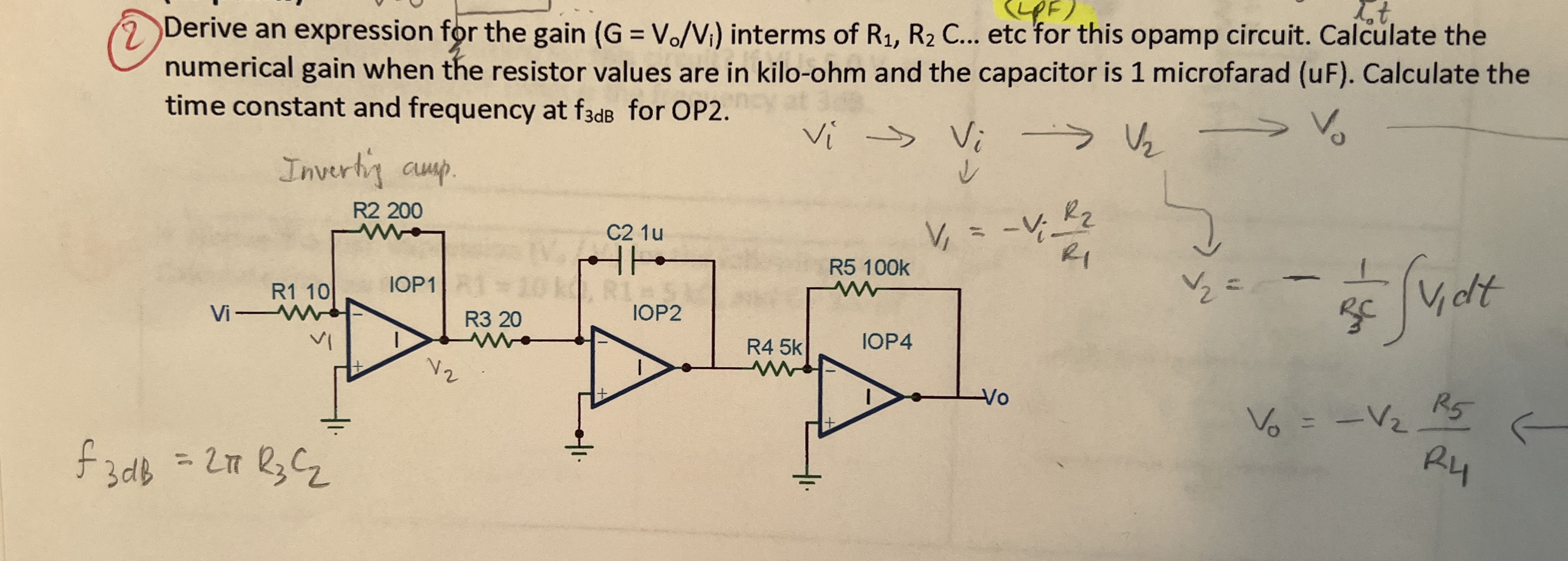 ( 2 ) Derive an expression for the gain