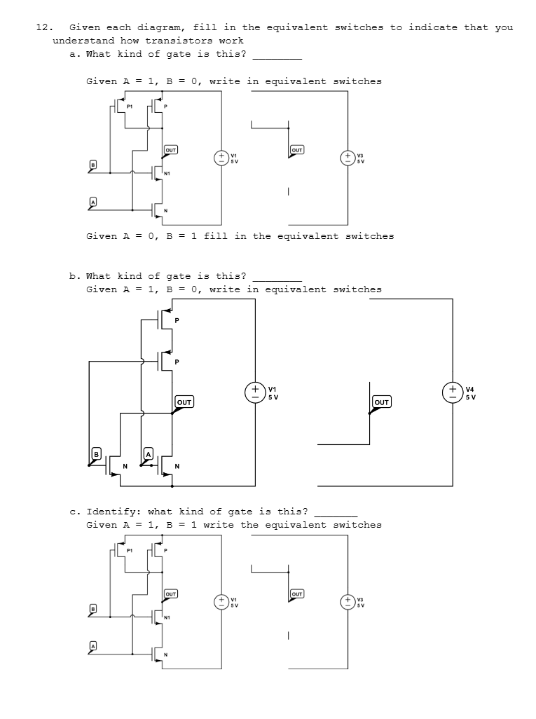 1 2 . Given each diagram, fill in the equivalent