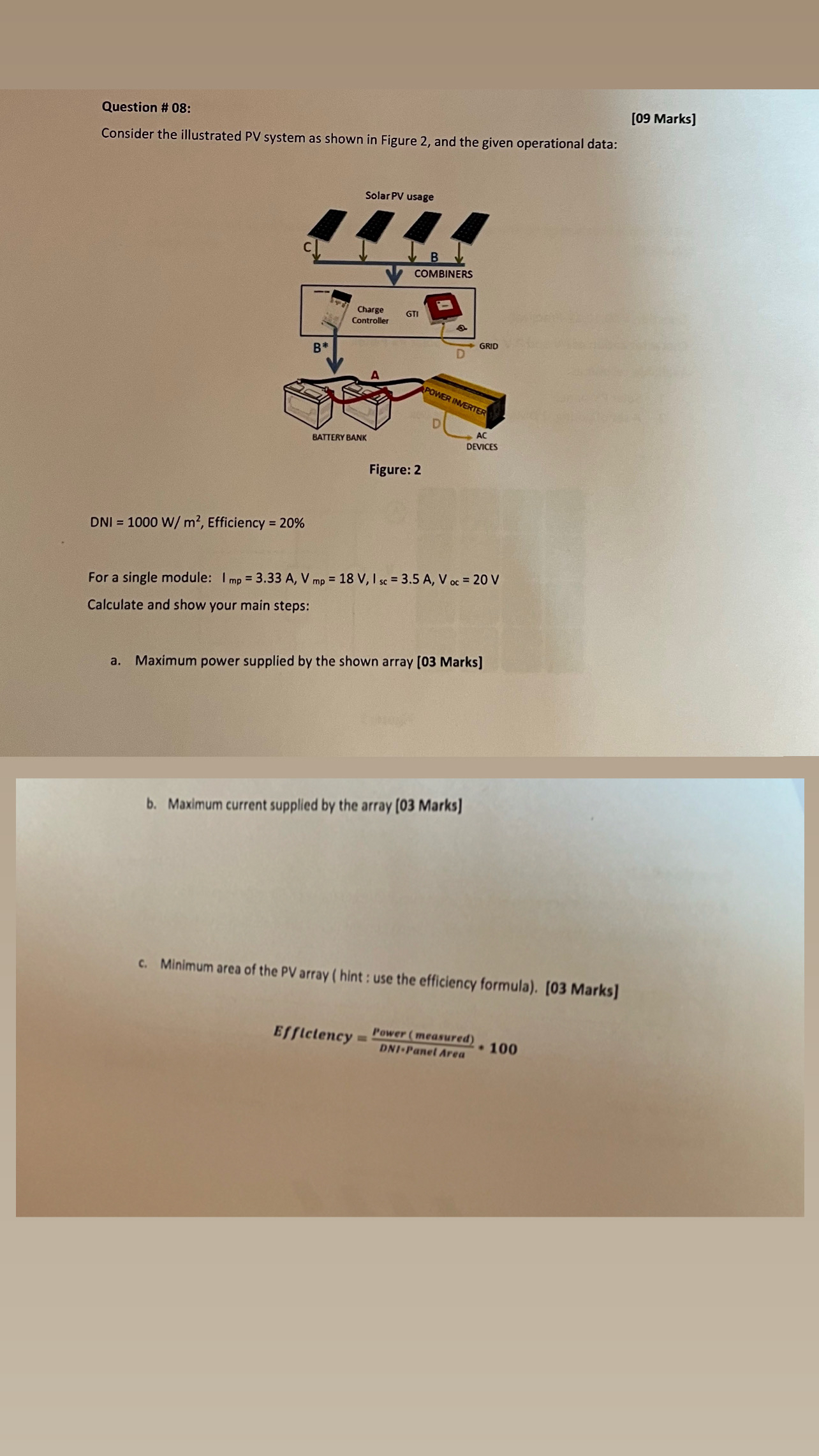 Question # 0 8 : Consider the illustrated PV