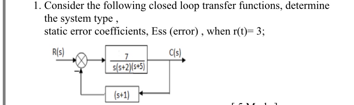 Consider the following closed loop transfer