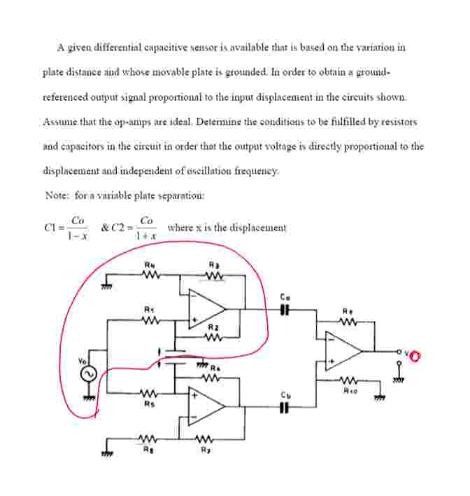 A given differental eapacitive vensor is avalable