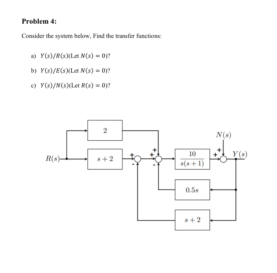 Problem 4 : Consider the system below, Find the
