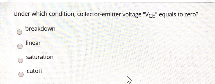 Under which condition, collector - emitter